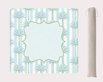 The "Hollywood" Mahjong Mat 31.5"x31.5" (Ship Rolled up) | Peach and Turquoise