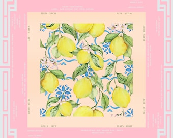Lemon Chinoiserie Mahjong Mat: Non-Slip Neoprene Game Table Mat (31.5x31.5)
