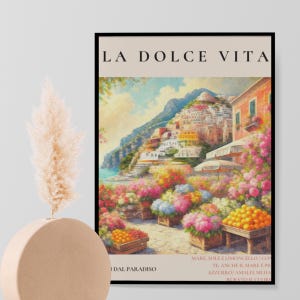 La Dolce Vita | Amalfi Coast Art Print – Italian Vintage Travel-Inspired Poster | DIGITAL DOWNLOAD