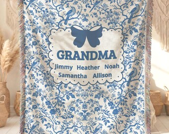 Personalized blanket for grandma, gift for grandparents day,for grandma Nana, Mimi, gift for grandma, birthday gift for grandma Chinoiserie