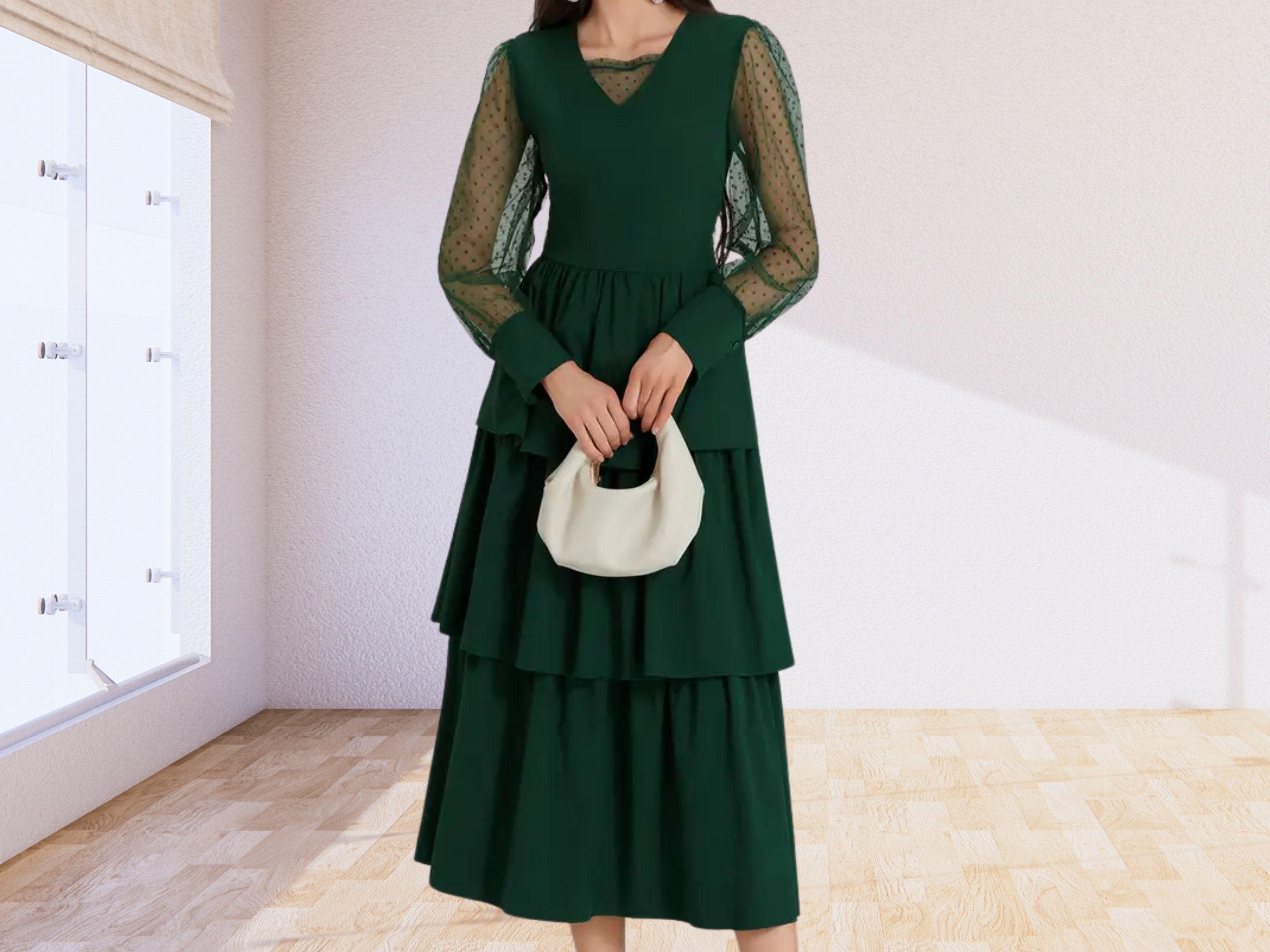 slim fit dress slacks Violeta Green Floral Midi Dress main image 0