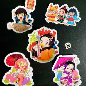Demon Slayer Stickers Pack | Anime Waterproof Vinyl Stickers | Tanjiro Nezuko Zenitsu Inosuke | Kimetsu no Yaiba Anime Aesthetic