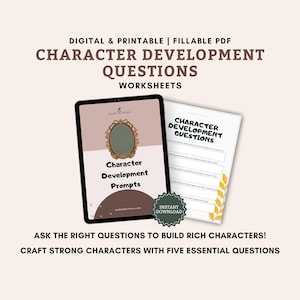 Character Questions Worksheet for Writers, Fillable and Printable PDF | Digital Templates, How to Write A Novel, Creative Writing Prompts
