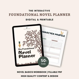 Foundational Novel Planner for Writers | Fillable & Printable PDF, Write A Book, Digital Fiction Writing Notebook, Plotting, Worldbuilding