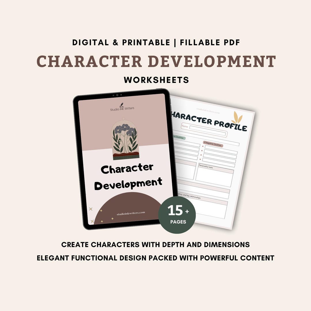 Character Development Worksheets: Fillable PDF Templates (digital ...