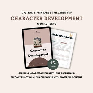 Character Development Worksheets for Writers, Fillable & Printable PDF | Digital Character Templates, How to Write, Creative Writing Prompts