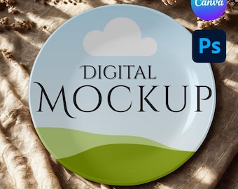 Dish Mockup: Elegant Porcelain Plate, Kitchen Pattern (PSD, PDF)