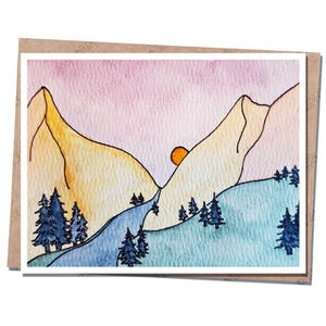 Vibrant Sky Mountain Pass A2 Greeting Card - Handmade in Colorado - Blank Inside with Kraft Envelope - Original Watercolor Print