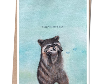 Father's Day Card | Raccoon Blows Kisses | Handmade in Colorado