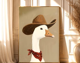 Cowboy Goose Print - Rustic Western Animal Portrait