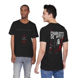 T-shirt con ritratto di Charlotte De Witte/Techno DJ, grafica Red Noir