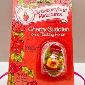 RARE Vintage 1982 Strawberry Shortcake Cherry Cuddler on Rocking Horse| Sealed New Old Stock| Retro Gift Birthday, Collectors, Kids at Heart