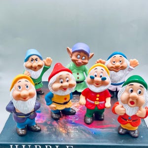 RARE Vintage 1960s Disney Seven Dwarfs Squeaky Toy Set | PVC Rubber Dolls | Snow White Collectible Gift for Fans Young & Young at Heart