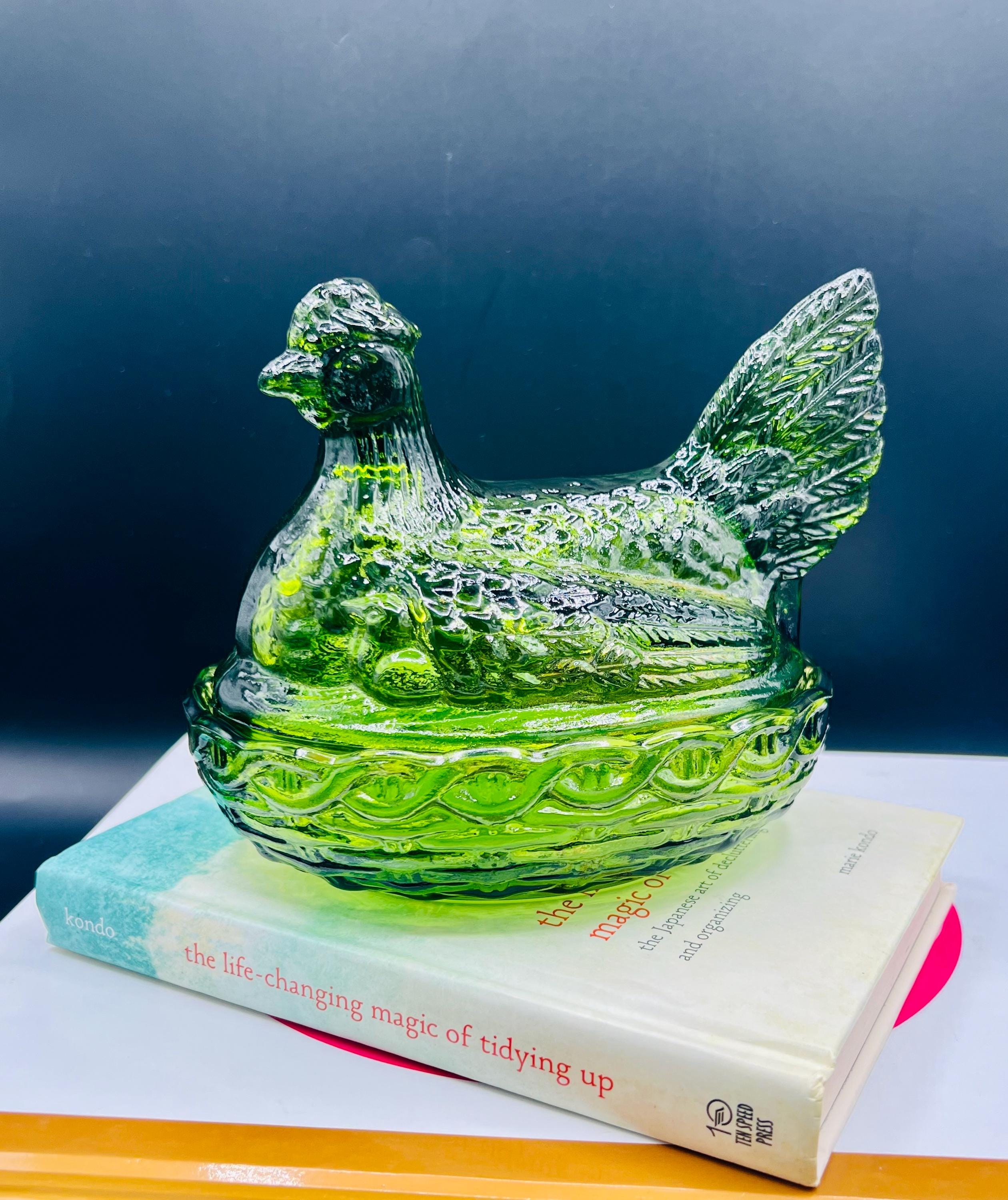 Hen on Nest Glass - Etsy