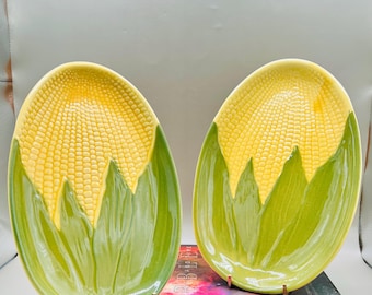 Shawnee Corn King Dishes Set of 2 | Vintage Farmhouse | Thanksgiving Kitchen Decor