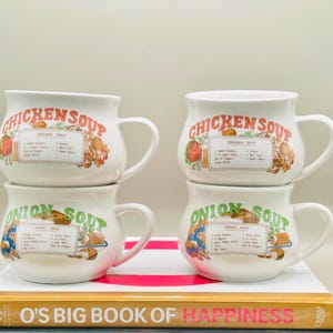 希少なヴィンテージチキン＆オニオンスープマグ：70年代風のレトロなキッチン装飾、ホリデーギフト