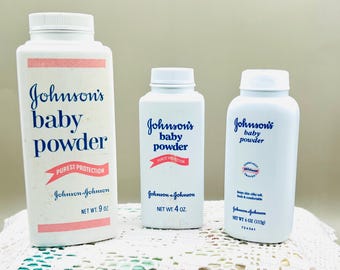 Vintage Johnson Baby Powder Bottles Trio Set | Retro Collectible for Nursery Mothers Day