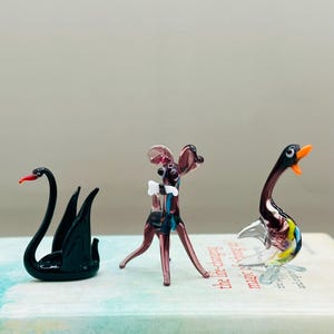 Vintage Murano Glass Animal Figurines: Duck, Dog & Swan - Italian Art