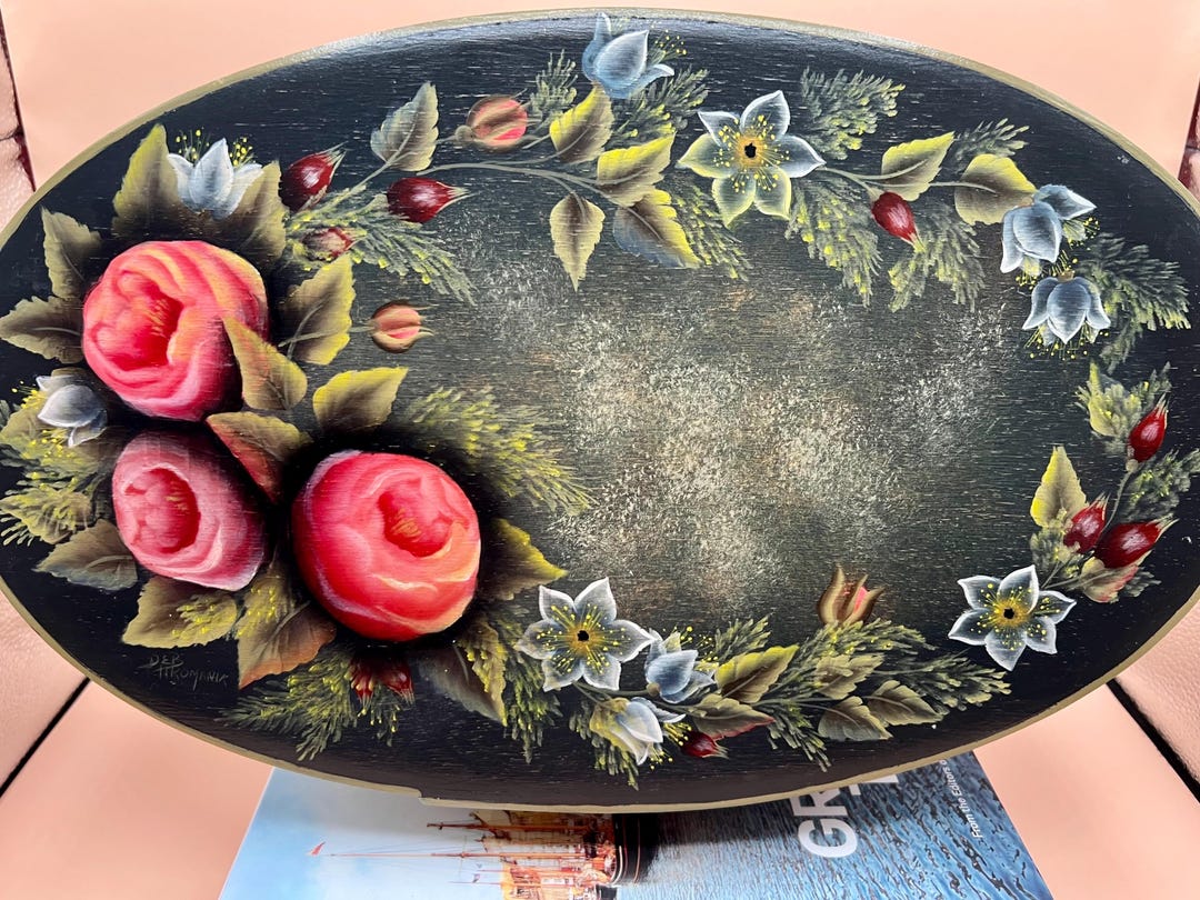 Rare Hand Painted Floral Keepsake Box | Vintage Shabby Chic Decor ...