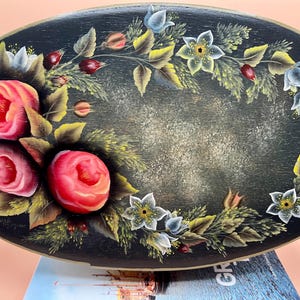 Hand Painted Floral Keepsake Box: Vintage Shabby Chic Decor
