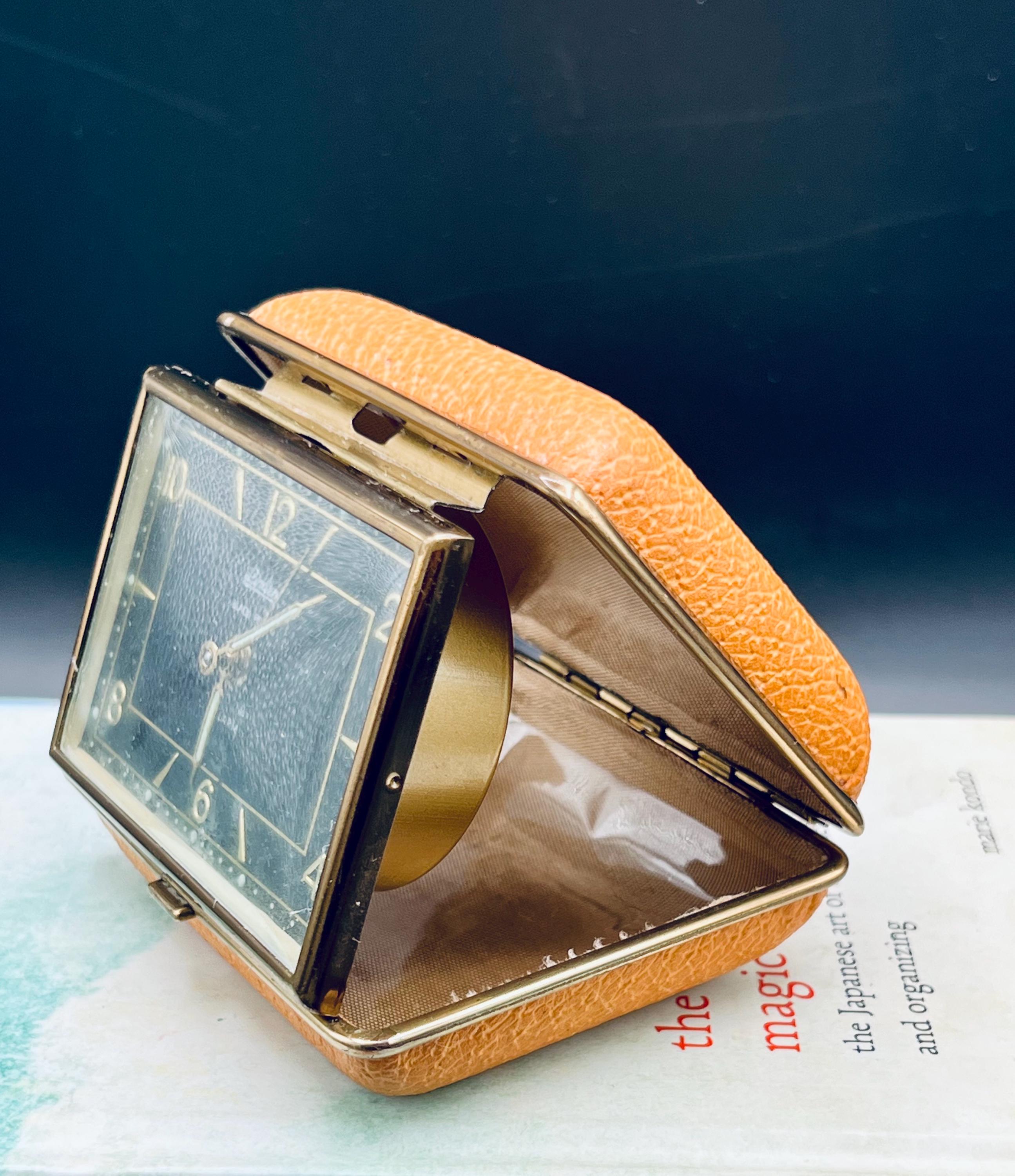 Vintage MCM Linden Black Forest Travel Alarm Clock Timepiece Desk