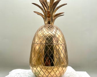 Vintage mässing ananas ishink Regency tropisk bardekor sommar fars dag