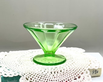 Federal Uranium Glass Sherbet Cup 1930s Glow Depression Mothers Day Gift
