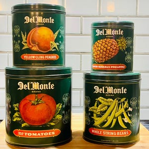 Vintage Del Monte Tin Canister Set, 1980s Kitchen Decor