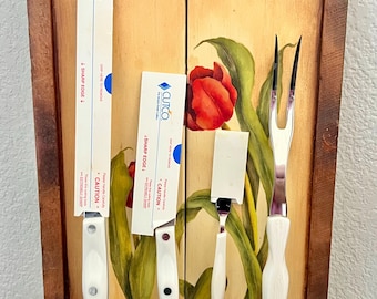 Vintage 1980s Cutco Pearl-White Handle: Carving Knife, Fork, Cheese, Butter Knife Set Holiday Dinner