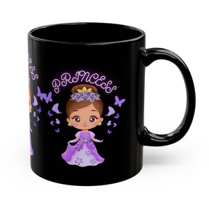 Tazza da caffè principessa: tazza da tè in ceramica nera da favola