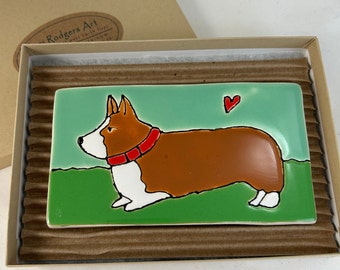 3 x 6 Tall Pembroke Corgi Tile w/Easel & Gift Box, gift for corgi lovers, new dog owner gift, corgi mom gift, corgi dad gift, corgi tile