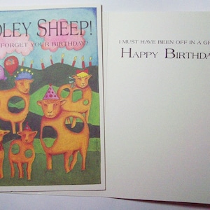 5 cards set of hilarious belated birthday cards. Holey Sheep - Eco friendly 5 x 7, late birthday card, friend birthday card, birthday card