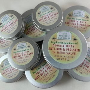 Lori Rodgers Handmade Double Duty Anti-Bug Pro-Skin Salve, lovingly created in Michigan, anti-bug salve, natural salve, organic mom gift