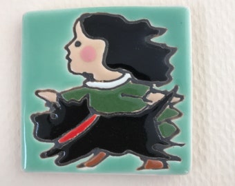 2.5 square Running with my Scottish Terrier (Black Hair)No.68