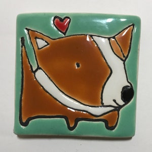 2.5 Square Cardigan Corgi Tile & easel, brown and white corgi lover gift, corgi mom gift, corgi dad gift, new corgi owner gift, dog lover