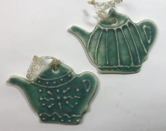 Two Porcelain Tea Pot Decorations