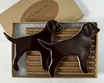 Chocolate Lab Magnets: High Fired Porcelain, Set of 2