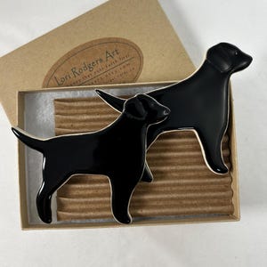 Black Lab Magnets, High Fired Porcelain Dog Gift, Set of 2