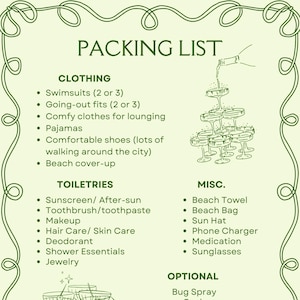 Bachelorette Packing List Template