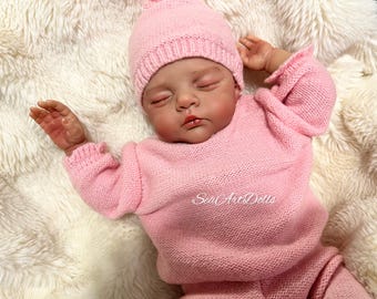 Muñeca Reborn de 20 pulgadas, cuerpo de tela con peso Irys realista, extremidades de vinilo