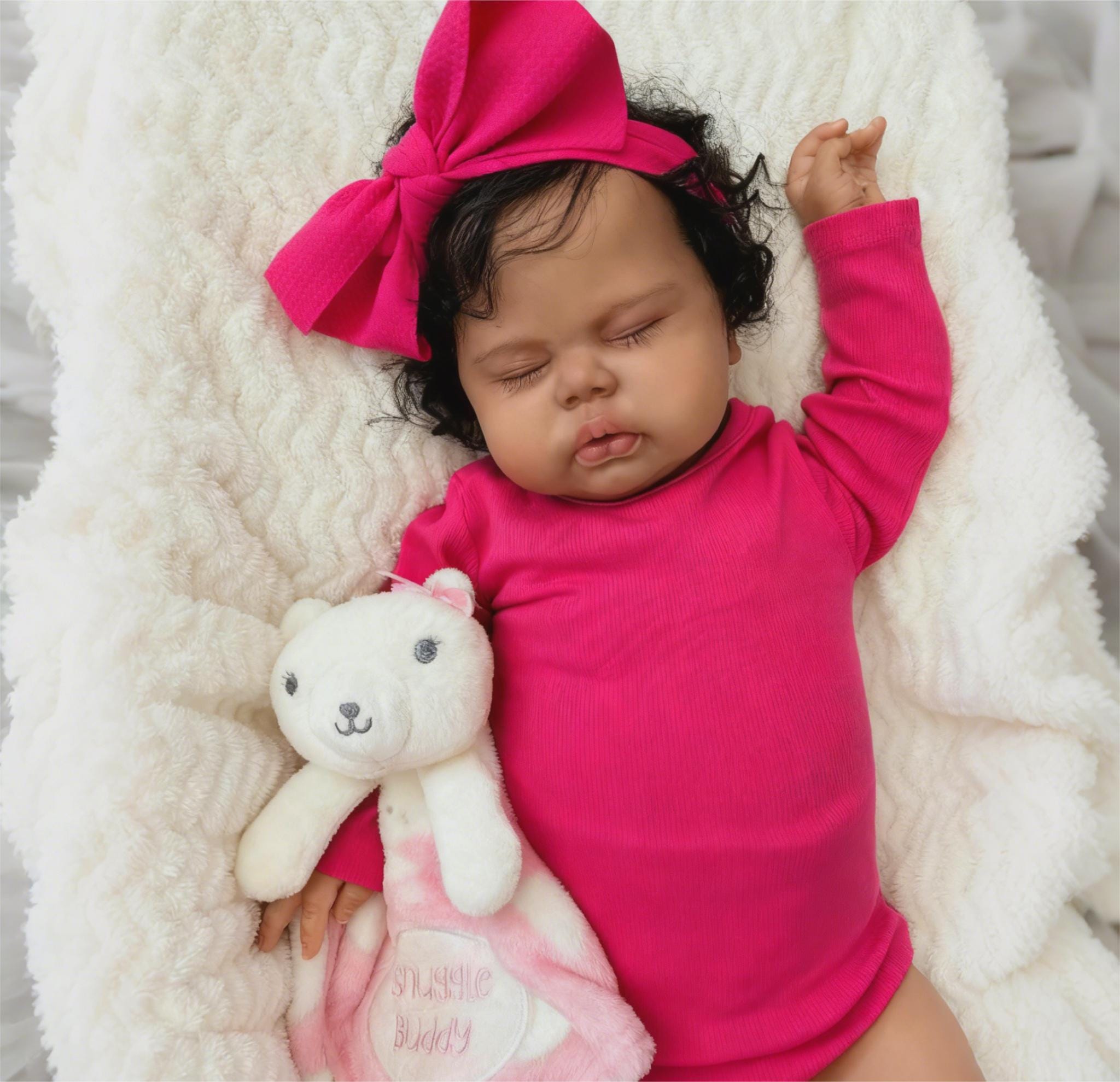 樹脂粘土ベビー リボーンドール 昭和の女の子 赤い服の幼い子 アート