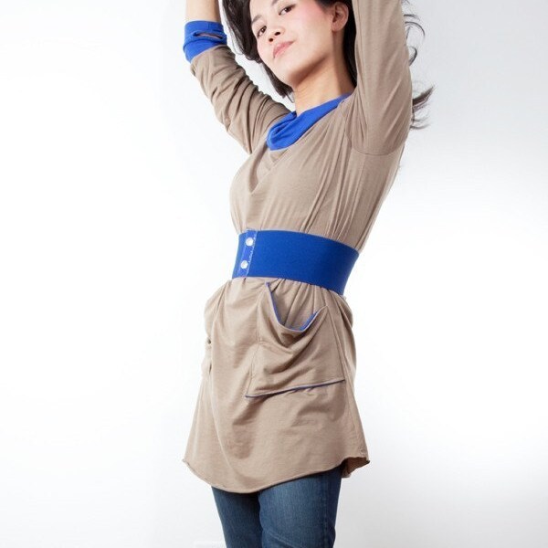 Free Shipping Eco Tunic - Olive Blue