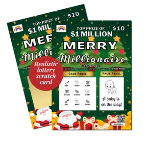 Christmas Pregnancy Announcement Lottery Scratch Card, Fun Baby Announcement for Family, Grandparents, Xmas Baby Reveal Card, Christmas Card
