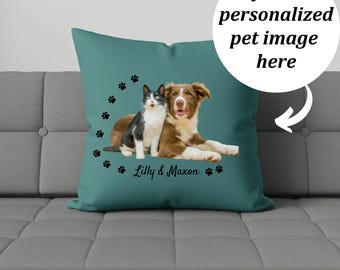 Cuscino quadrato personalizzato, cuscino con foto personalizzata del ritratto dell'animale domestico, cuscino commemorativo dell'animale domestico, cuscino personalizzato per animali domestici, regalo per amanti dei cani, regalo personalizzato per animali domestici
