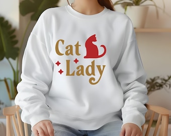 Sweat ras du cou unisexe amoureux des chats, sweatshirt imprimé chat mignon, cadeau pour maman chat, vêtements d'hiver, sweatshirt amoureux des animaux, cadeau pour les amoureux des chats