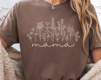 Koszulka dla mamy z gracją, koszulka dla mamy oparta na wierze, prezent z motywem dzikich kwiatów, chrześcijański Dzień Matki, botaniczna grafika, odzież w estetycznym kwiatowym stylu