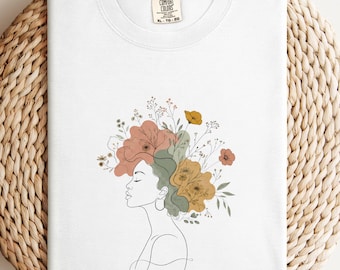 Ancestors Wildest Dreams Shirt, Minimalist Line Art Tee, Black Woman Floral Silhouette, Melanin Empowerment Gift, Boho Afro Aesthetic Top