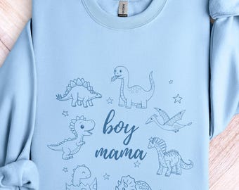 Bluza z nadrukiem "Dino Mama" dla chłopca, koszulka z nadrukiem "Dino Mama", koszulka z nadrukiem "Dinozaur Mama", bluza z okrągłym dekoltem "Dino Mama", baby shower, impreza ciążowa, klub mam chłopców