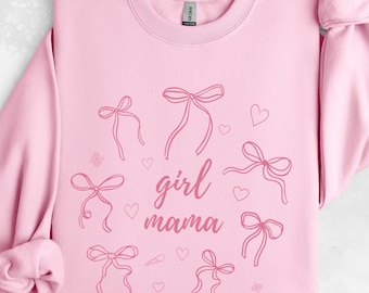 Sweater meisje moeder, shirt flirt meisje mama, trui moeder moeder boog, trui meisje moeder ronde hals, stijl roze mama, babyshower, zwangerschap onthullen