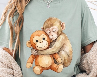 Babyshirt aap, comfort kleuren aap T-shirt, team punch shirt, schattig aap pluche T-shirt, meme shirt virale aap, cadeau aap minnaar